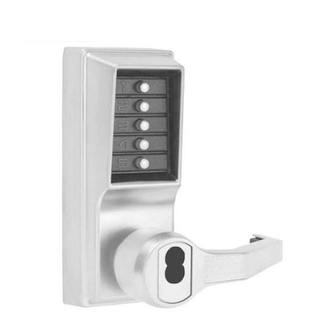 Dormakaba Kaba: Simplex LR1021B-26D Pushbutton Lock W/ Key RH & RHR Satin Chrome KABA-LR1021B26D41